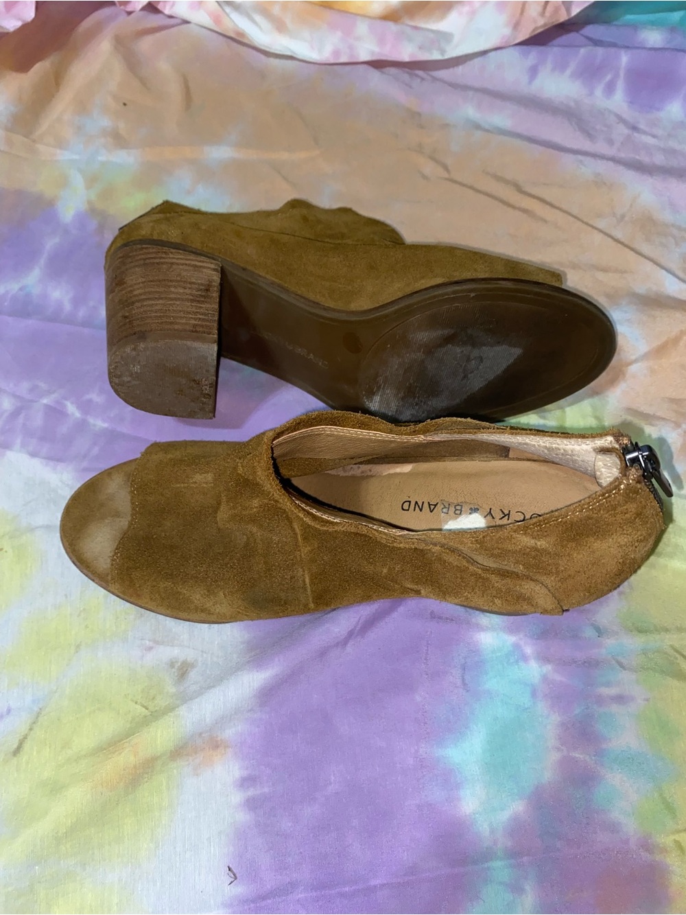 Lucky Brand Women's Brown Suede Block Heel short boots
